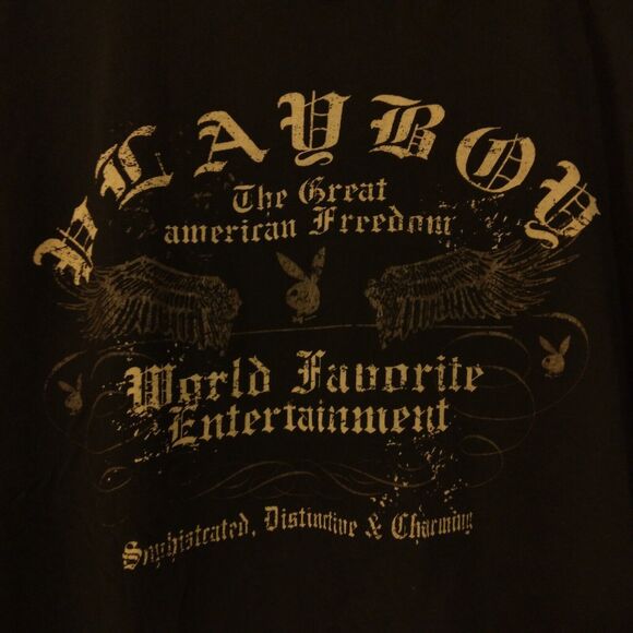 Playboy tshirt mens 2XL XXL black short sleeve bunny logo graphic crew neck - Picture 3 of 12